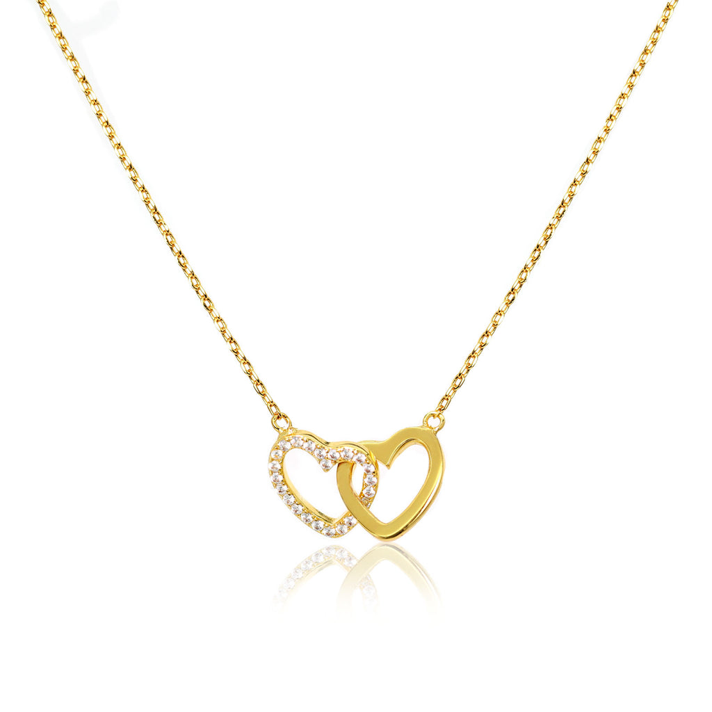 Laboee 14K Gold-Plated Double Heart Necklace for Women Cute Dainty Cubic Zirconia Pendant Trendy Layered Stuff Gifts for Granddaughter Birthday Easter Christmas Graduation