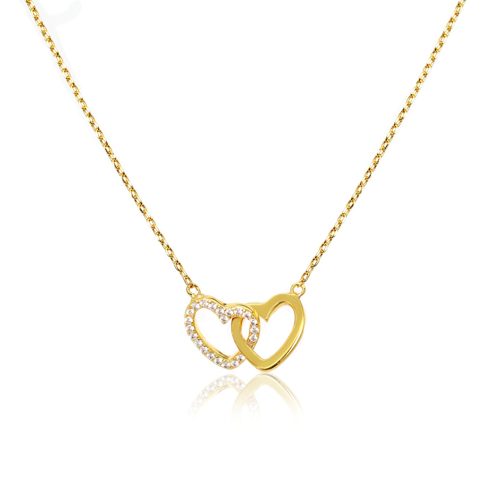 Laboee 14K Gold-Plated Double Heart Necklace for Women Cute Dainty Cubic Zirconia Pendant Trendy Layered Stuff Gifts for Granddaughter Birthday Easter Christmas Graduation