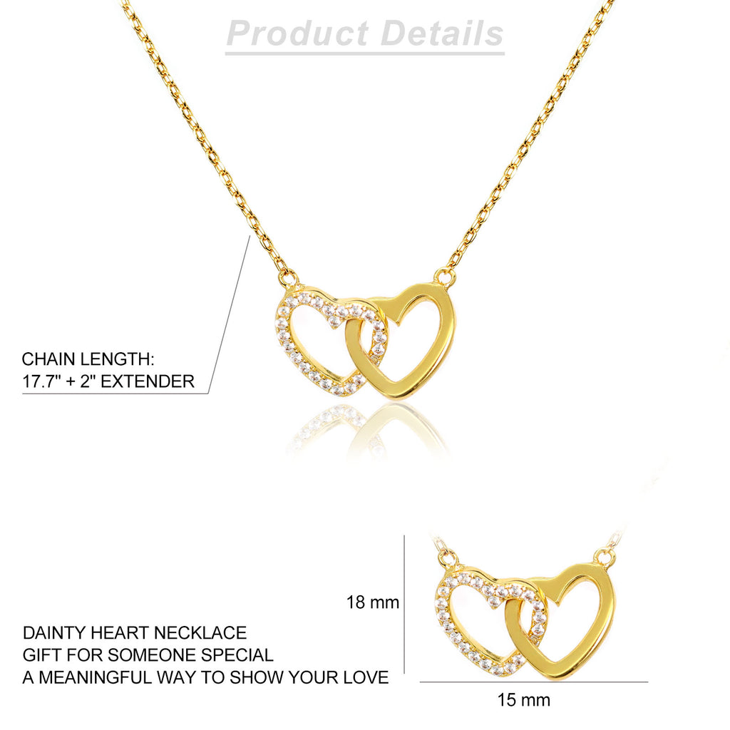 Laboee 14K Gold-Plated Double Heart Necklace for Women Cute Dainty Cubic Zirconia Pendant Trendy Layered Stuff Gifts for Granddaughter Birthday Easter Christmas Graduation